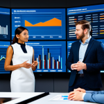 A diverse group of professional business executives and expert consultants, all fully clothed in modest, professional business attire, including suits and smart business dresses. They are engaged in a high-level strategic discussion in a sleek, modern corporate boardroom, with large, interactive digital screens displaying complex data visualizations, financial charts, and AI-driven insights. The atmosphere is collaborative and forward-thinking, emphasizing innovation. Perfect anatomy, correct proportions, natural poses, well-formed hands, proper finger count. Professional photography, sharp focus, high resolution, soft studio lighting. Safe for work, appropriate content, fully clothed, professional.