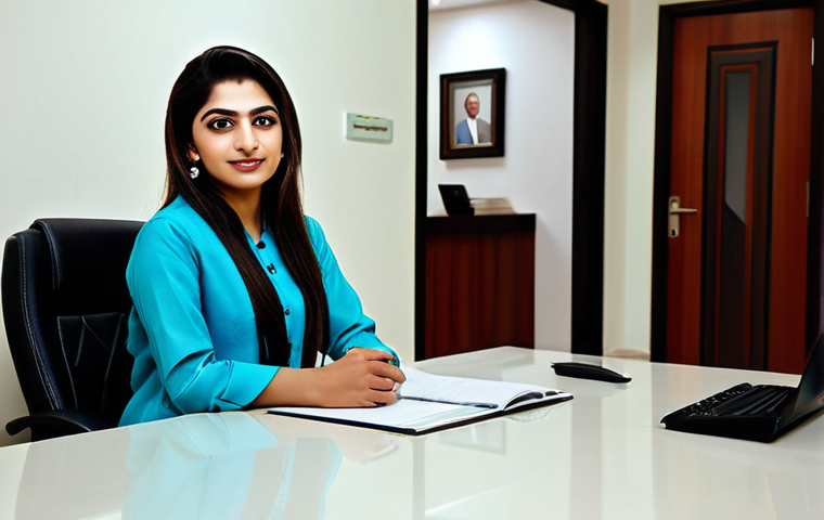 **Successful businesswoman in Karachi.** Dressed in a stylish, modest shalwar kameez, she's confidently leading a meeting in a modern office. Include details like Pakistani art on the walls and warm lighting. "Professional," "fully clothed," "safe for work," "appropriate content."